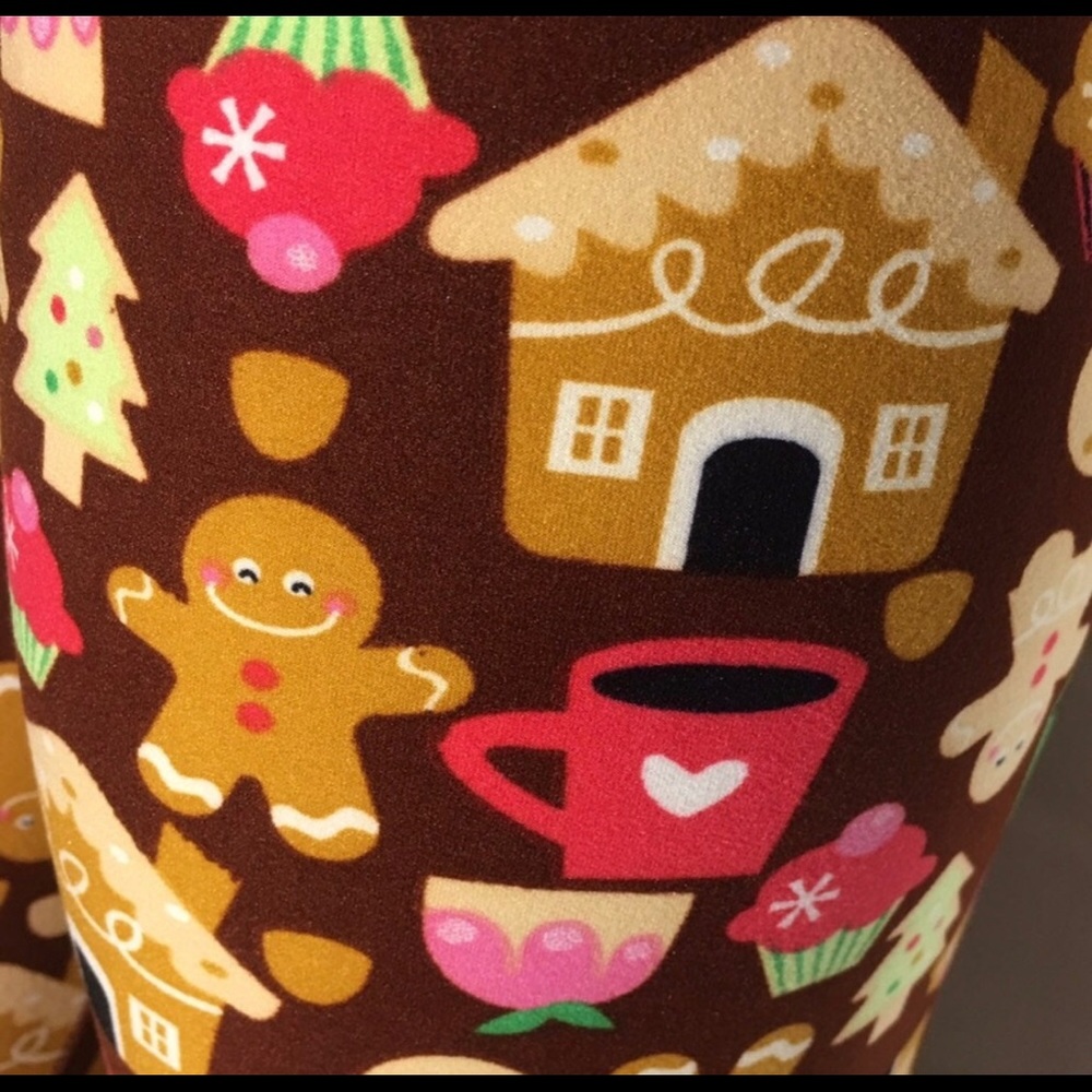 OS/Plus/XPlus NEW Womens Christmas Gingerbread House Printed Leggings - Picture 7 of 8